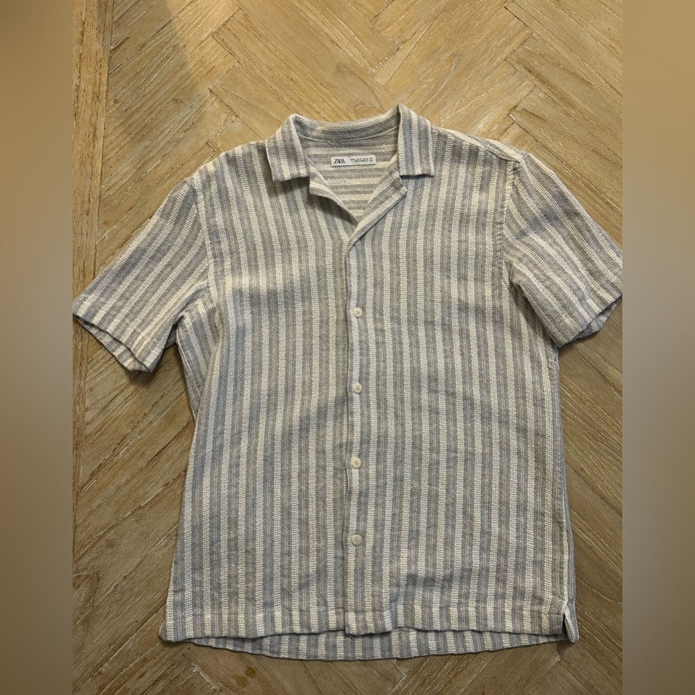 ZARA Linen Striped Shirt Medium